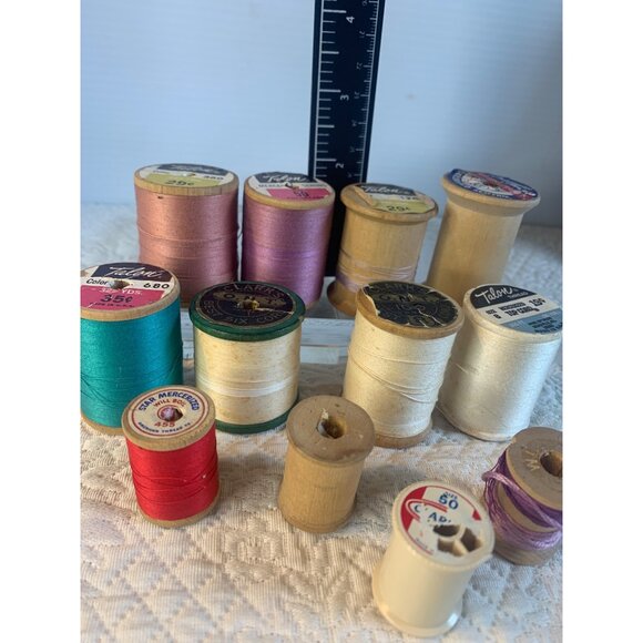 Vintage Wood Thread spools set 12 #43 - Picture 6 of 10